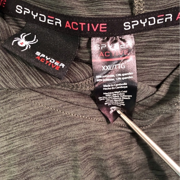 Spyder Activewear Mens Green Marled Knit Pullover Hoodie L/S Stretch - Picture 6 of 6